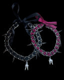 Steel Black Ribbon Deer Tooth Choker