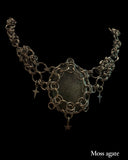 Steel Moss Agate Chainmail Choker