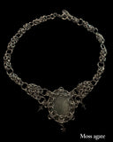 Steel Moss Agate Chainmail Choker