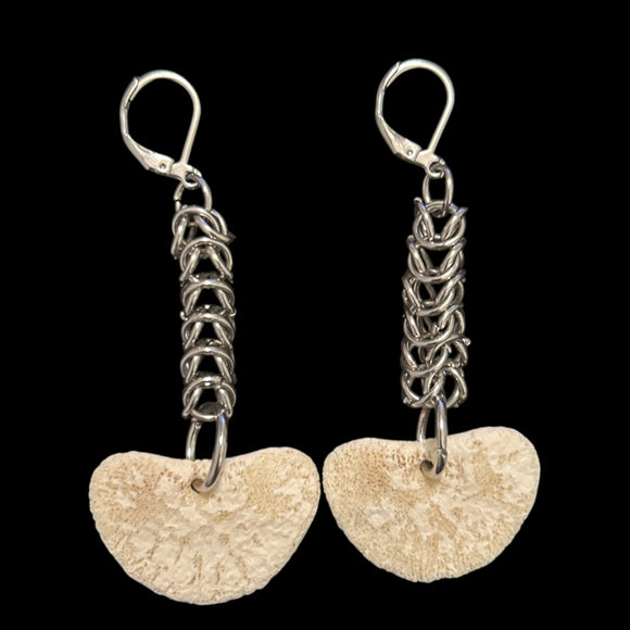 Steel Naturally Shaped Heart Vert Earrings #E09
