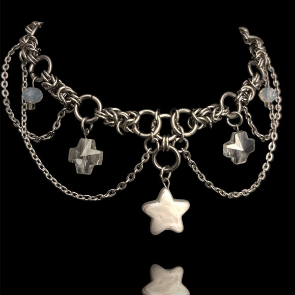 Steel Star Drop Chainmail Choker