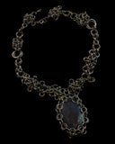 Steel Blue Flower Agate Handmade Chainmail Choker