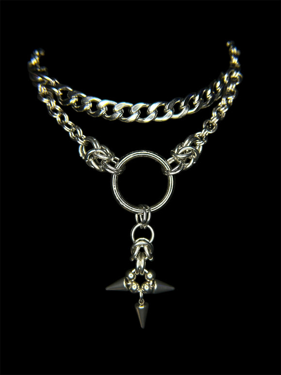 Steel Jade Spiked Choker