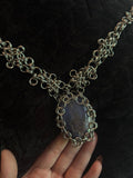 Steel Blue Flower Agate Handmade Chainmail Choker