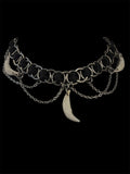 Steel Black Ribbon Coyote Tooth Choker