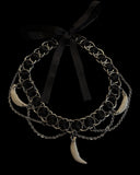 Steel Black Ribbon Coyote Tooth Choker