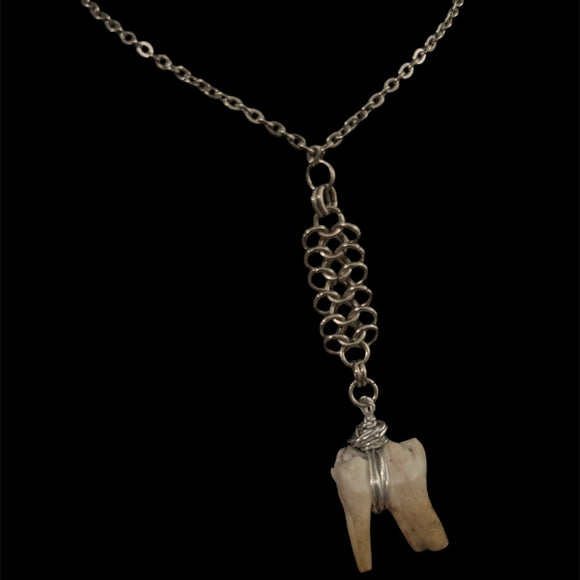 Steel Chainmail XXL Boar Tooth Necklace #N15