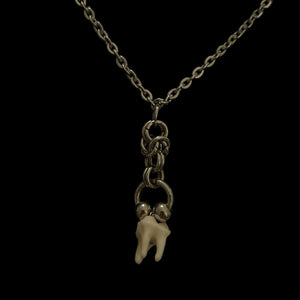 Steel Raccoon Tooth Chainmail Necklace #N10