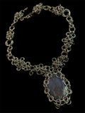 Steel Blue Flower Agate Handmade Chainmail Choker