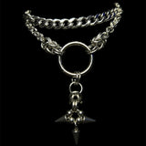 Steel Jade Spiked Choker