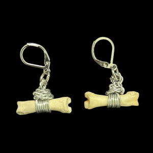 Steel Coyote Toe Bone Earrings #E12