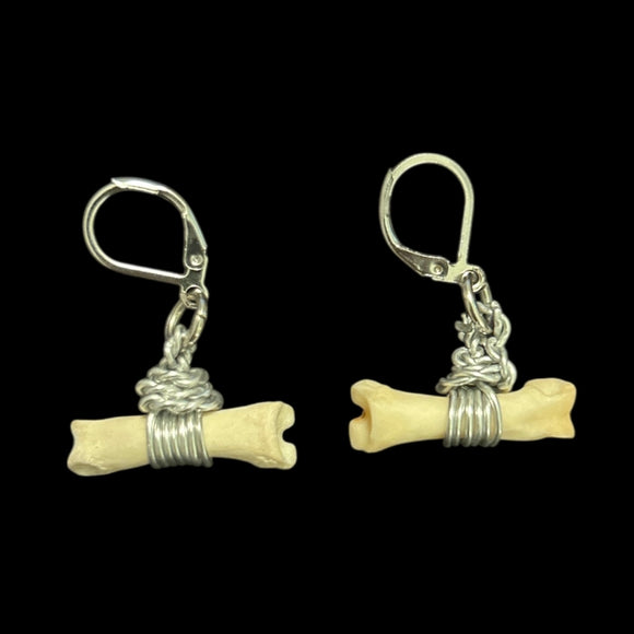 Steel Coyote Toe Bone Earrings #E12