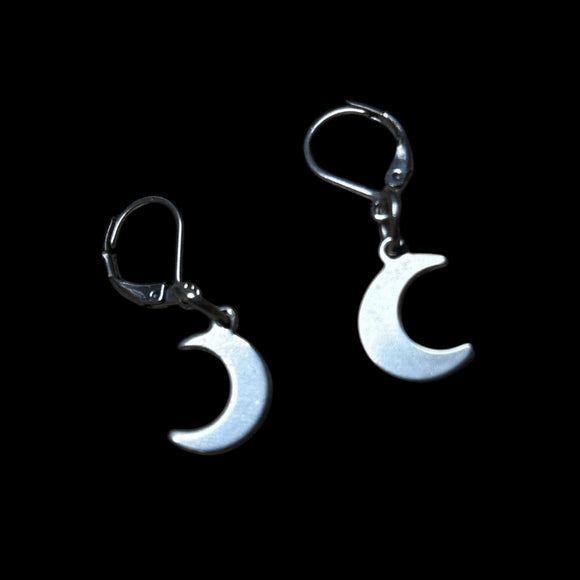 Steel Simple Moon Earrings