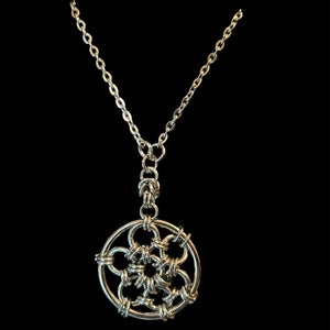 Steel Flower Chainmail Necklace