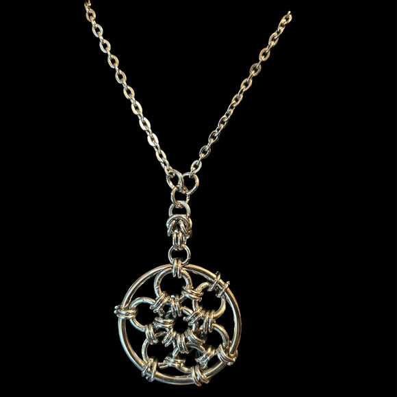 Steel Flower Chainmail Necklace