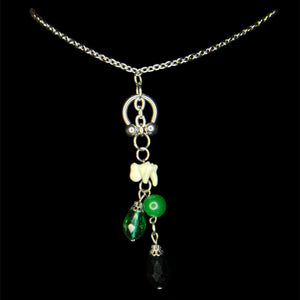 Steel Elphaba Raccoon Tooth (Green Quartz)