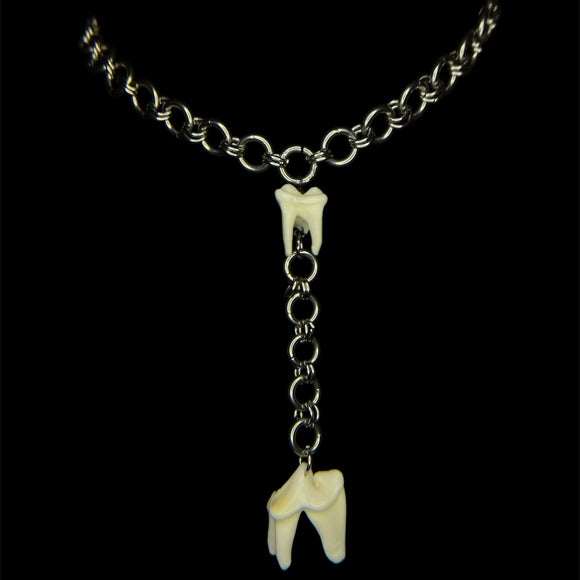 Steel Coyote Tooth Choker Rosary