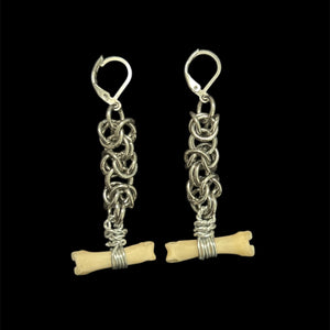 Steel Coyote Toe Bone Earrings #E10