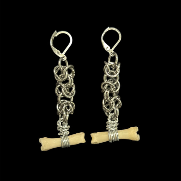 Steel Coyote Toe Bone Earrings #E10