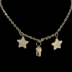 Steel Raccoon + Shell Star Necklace #N02