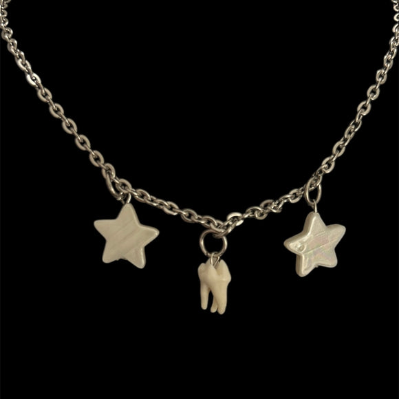 Steel Raccoon + Shell Star Necklace #N02