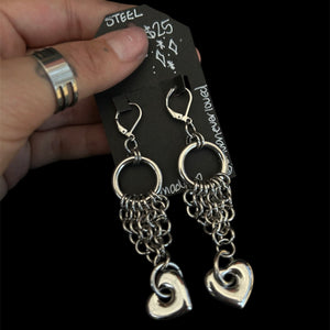 Steel Jester Heart Earrings
