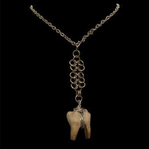 Steel Boar Tooth Chainmail Necklace #N21