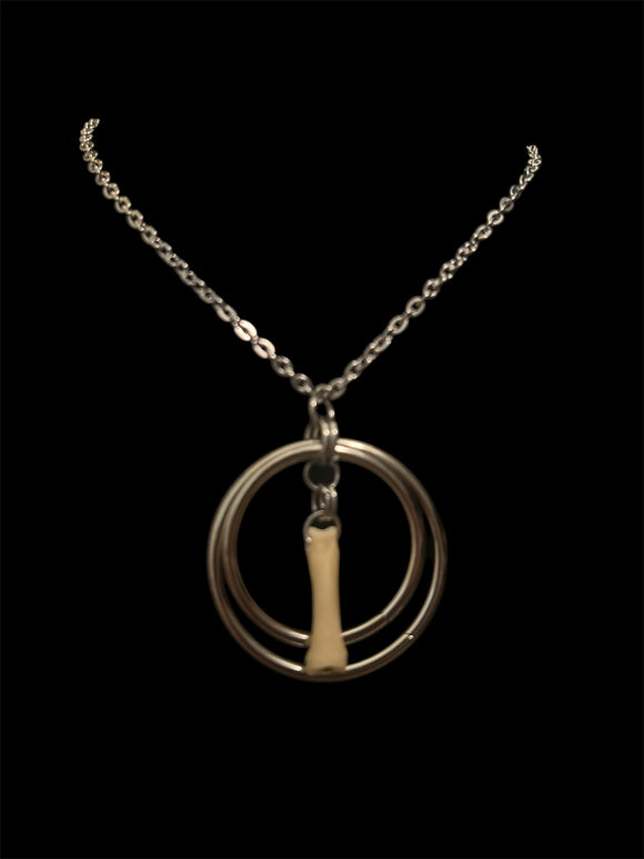 Steel Double Hoop Coyote Toe Bone Necklace #N26