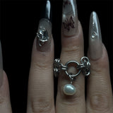 Pearl Chainmail Ring Size 6
