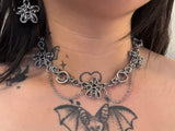 Steel star chainmail choker earring set