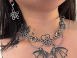 Steel star chainmail choker earring set