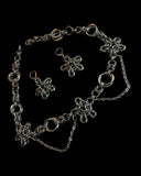 Steel star chainmail choker earring set