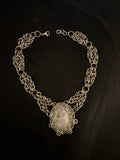 Steel Clear Quartz Captured Crystal Chainmail Choker