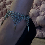 Steel Harlequin Jester Spiked Chainmaille Anklet