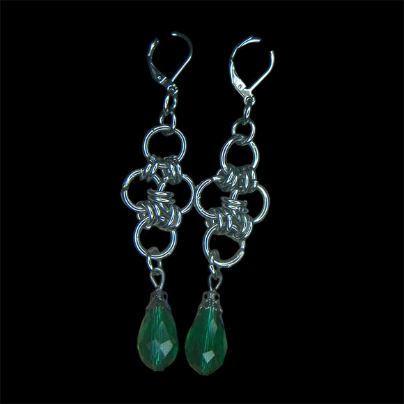 Green Chainmail Earrings