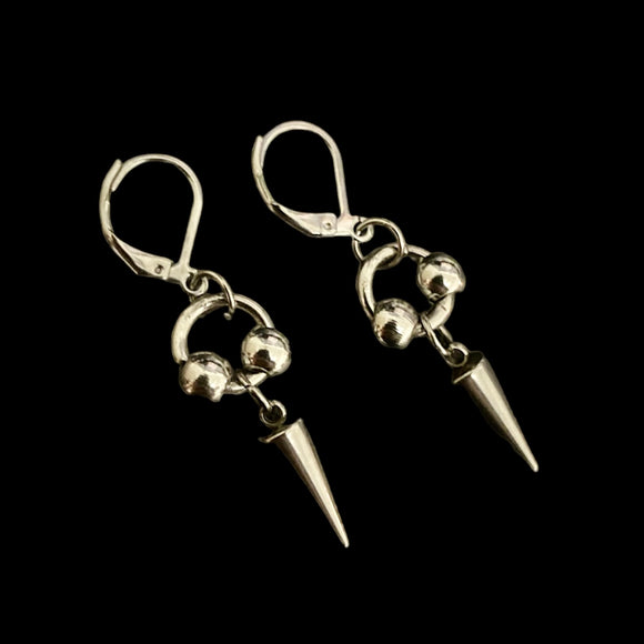 Steel Beaded Spike Earrings